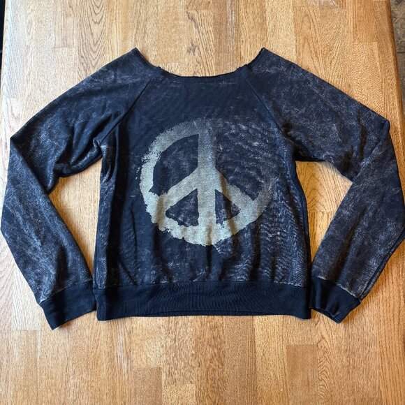 Vintage Havana Peace Sign Sweatshirt Bleach Wash - Picture 1 of 6